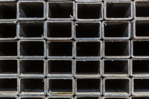 Metal profile pipe of rectangular cross section Stock Photos