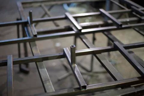 Metal profile in the workshop. Stock Photos