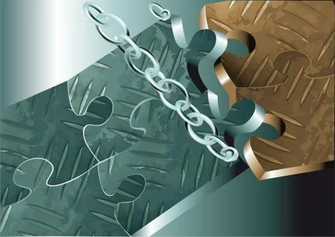 Metal puzzles on the chains Stock Illustration