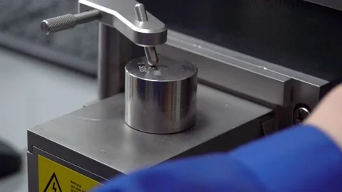 Metal quality control. The Engineer Controls The Quality Of The Parts. Research Stock Footage 171776984