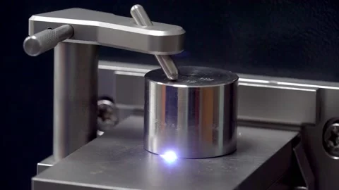 Metal quality control. The Engineer Controls The Quality Of The Parts. Research Stock Footage 171777045