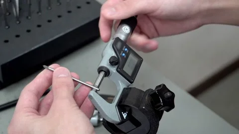 Metal quality control. The Engineer Controls The Quality Of The Parts. Research Stock Footage 172112866