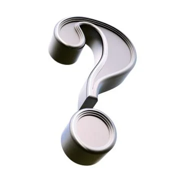 Metal question mark. Isolated on white background. 3d rendering. Illustrazione stock