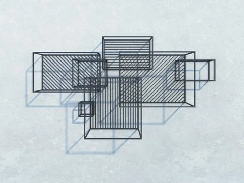 Metal rack construction into the loft interior, 3d rendering Stock Illustration