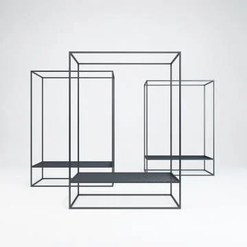 Metal rack construction into the loft interior, 3d rendering Stock Illustration