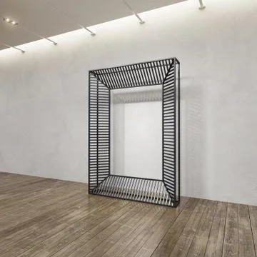Metal rack construction into the loft interior, 3d rendering Stock Illustration