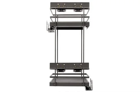 Metal rack for storage, designed for use in kitchen or garage, featuring mu.. Stock Photos