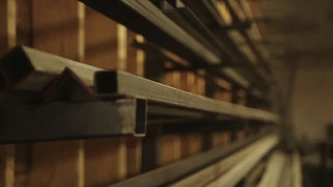 Metal on a rack in workshop Stock Footage 128773510