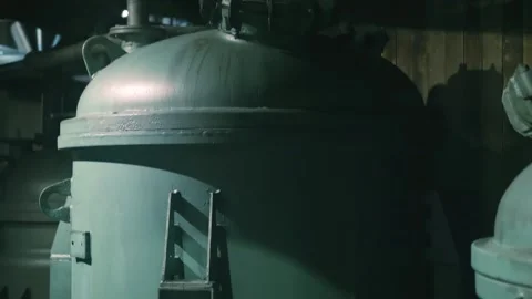 Metal reactors used in the Soviet Union for nuclear weapons research Stock Footage 323965312