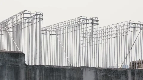 Metal Rebar Pattern on Concrete Structure Stock Footage 308791120