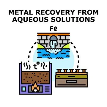 Metal recovery from aqueous solution scheme illustration Stock Illustration
