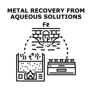 Metal recovery from aqueous solution scheme illustration Stock Illustration
