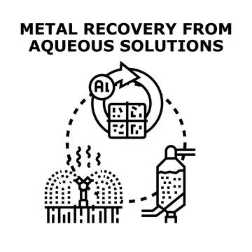 Metal recovery from aqueous solutions process concept Stock Illustration