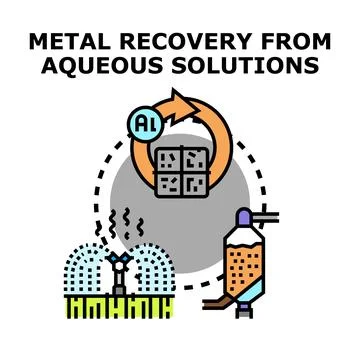 Metal recovery from aqueous solutions process concept Stock Illustration