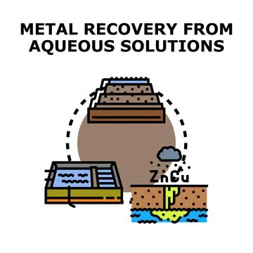 Metal recovery from aqueous solutions process illustration Stock Illustration