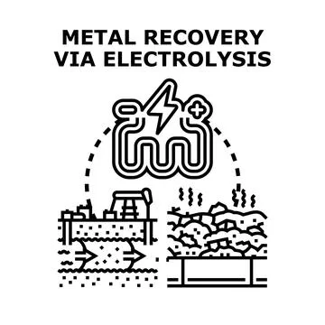 Metal recovery via electrolysis process concept drawing Stock Illustration