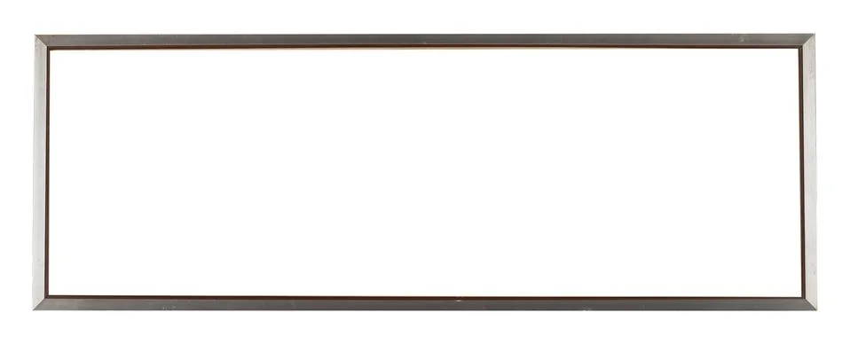 A metal rectangular frame for panoramic painting or picture isolated on a whi Foto stock