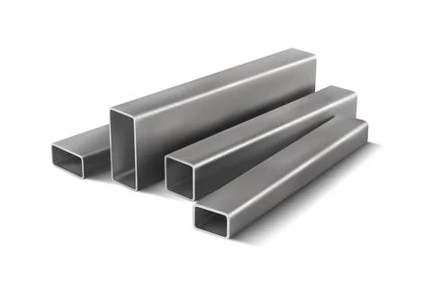 Metal rectangular hollow bars for structural reinforcement. 3d vector illustr Stock Illustration