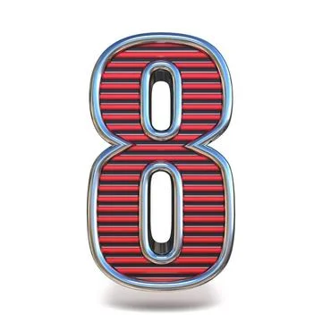 Metal red lines font Number EIGHT 8 3D Metal red lines font Number EIGHT 8... Stock Photos