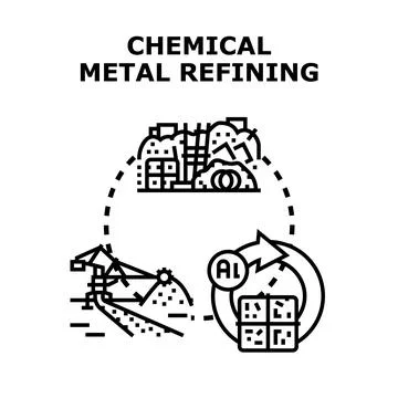 Metal refining process showing industry and recycling Stock Illustration