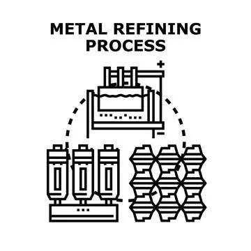 Metal refining process transforming raw material into finished product イラスト素材