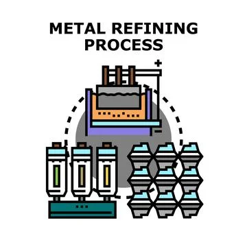 Metal refining process transforming raw material into finished product イラスト素材