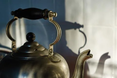 Metal retro electric kettle . Stock Photos