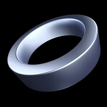 Metal ring isolated black background. 3d illustration, 3d rendering. Ilustração Stock