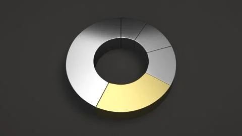 Metal ring pie chart with one gold sector Stock Illustration