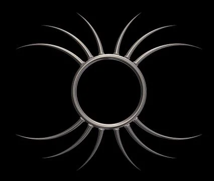 Metal ring with prickles on black background - 3d illustration Stock Illustration