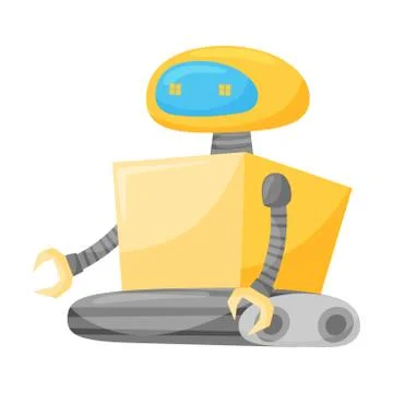 Metal Robot as Artificial Intelligence or Futuristic Android Vector Illustration Stock Illustration