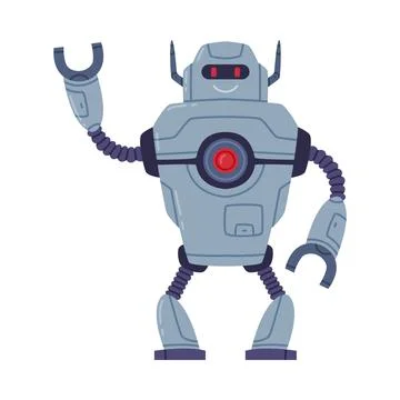 Metal Robot Machine with Limbs for Labor Automation Vector Illustration Stock Illustration