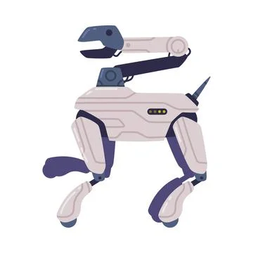 Metal Robot Machine with Limbs for Labor Automation Vector Illustration Stock Illustration