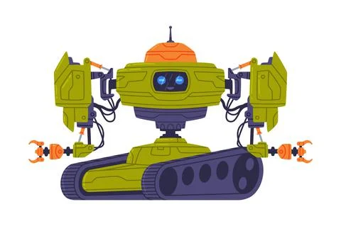 Metal Robot Machine with Limbs for Labor Automation Vector Illustration Stock Illustration