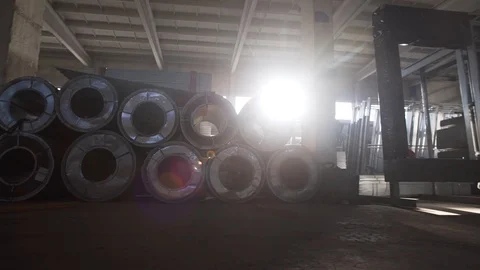 Metal roll warehouse Stock Footage 124469750