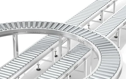 Metal Roller Conveyor System. Stock Illustration