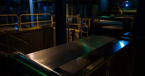 Metal Rolling Machine Producing Stainless Steel Pipes Sheets In Factory. Rolled  Stock Footage 117924032