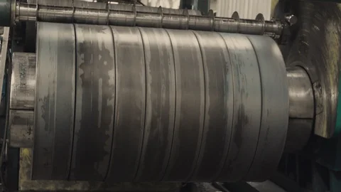 Metal rolls of roll forming machine at a metalwork manufacturing, Video stock 121191327