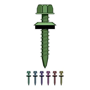 Metal roofing screw cartoon vector graphic Stock Illustration