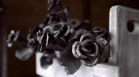 Metal roses on fair Stock Footage 68936358