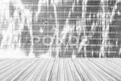 Metal rust wall texture surface with Wood terrace Stock Photos