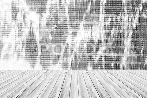 Metal rust wall texture surface with Wood terrace and world map Stock Photos