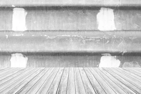 Metal rust wall texture surface with Wood terrace Foto stock