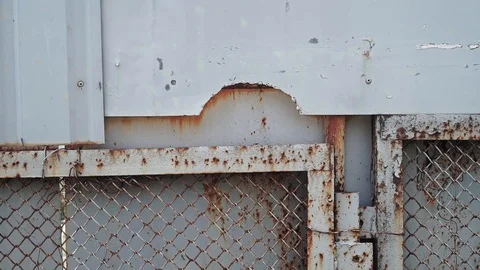 Metal rusty grey real dirty wall for background. Close-up. Stock Footage 128599384