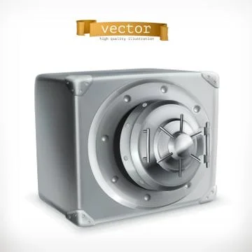 Metal safe 3d vector icon Stock Illustration