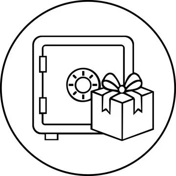 Metal safe box with gift box icon Stock Illustration
