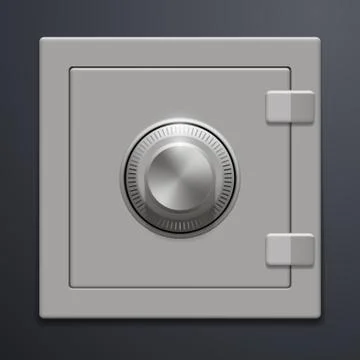 Metal safe on a gray background Illustrazione stock