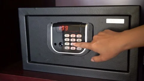 Metal safe in the hotel Video stock 156251937