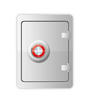 Metal safe with mechanical code lock on white background Stock Illustration