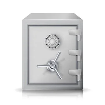 Metal Safe Realistic Vector. 3D Illustration. Icon Metal Box Isolated On White 스톡 일러스트